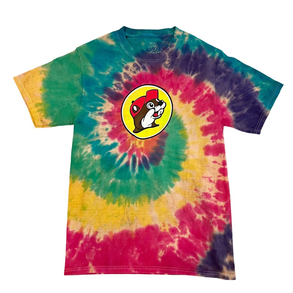 Buc-ee's Florida Tie Dye Graphic T-Shirt Rainbow Beaver Logo Hippie - Size Small